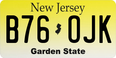 NJ license plate B76OJK