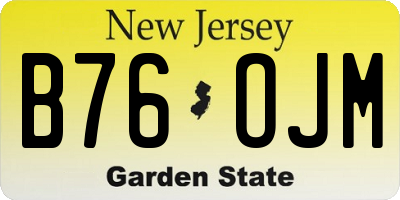 NJ license plate B76OJM