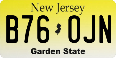 NJ license plate B76OJN