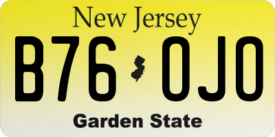 NJ license plate B76OJO