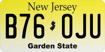 NJ license plate B76OJU