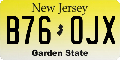 NJ license plate B76OJX