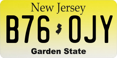NJ license plate B76OJY