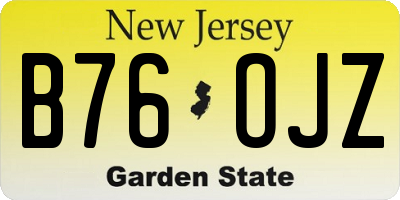 NJ license plate B76OJZ