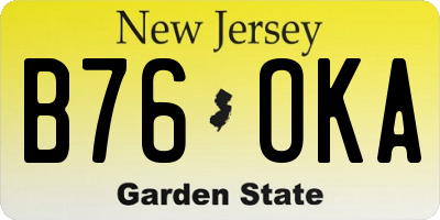 NJ license plate B76OKA