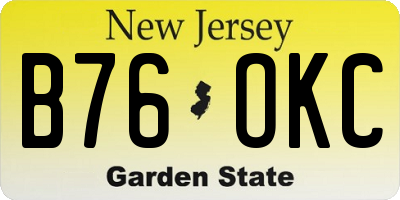 NJ license plate B76OKC