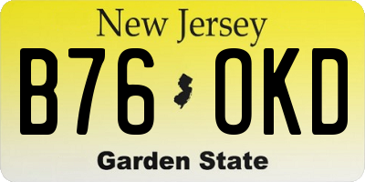 NJ license plate B76OKD