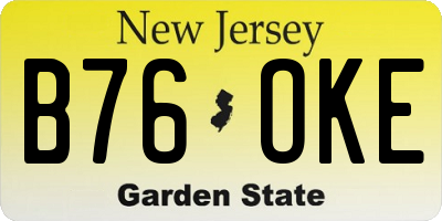 NJ license plate B76OKE
