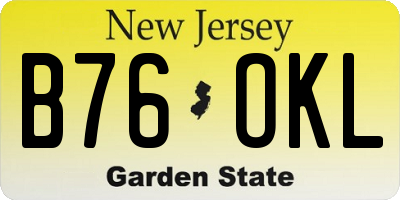 NJ license plate B76OKL