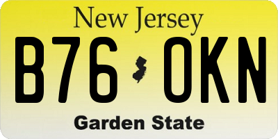 NJ license plate B76OKN