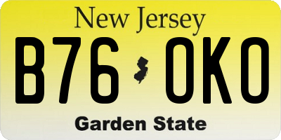 NJ license plate B76OKO