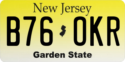NJ license plate B76OKR