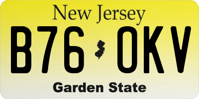 NJ license plate B76OKV