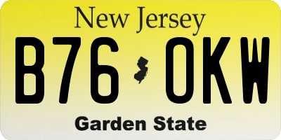 NJ license plate B76OKW