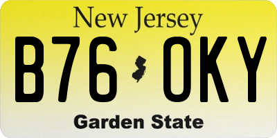 NJ license plate B76OKY