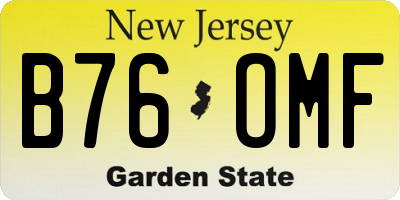 NJ license plate B76OMF
