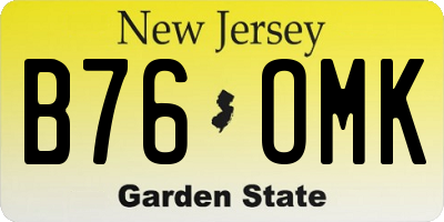 NJ license plate B76OMK