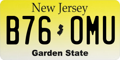 NJ license plate B76OMU
