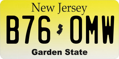 NJ license plate B76OMW