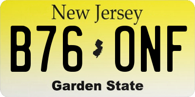 NJ license plate B76ONF