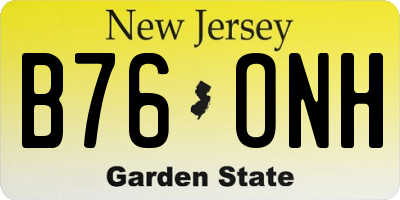 NJ license plate B76ONH