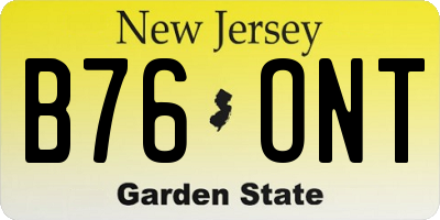 NJ license plate B76ONT