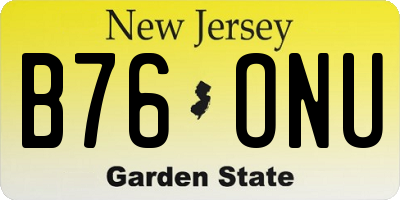 NJ license plate B76ONU
