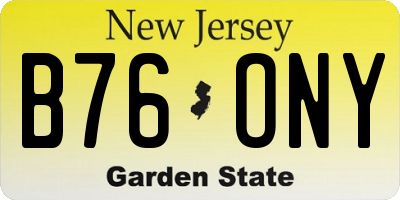 NJ license plate B76ONY