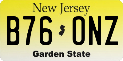 NJ license plate B76ONZ