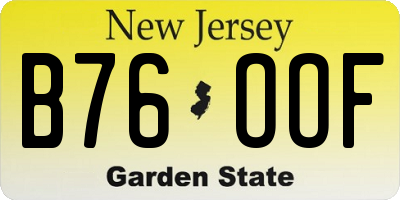 NJ license plate B76OOF