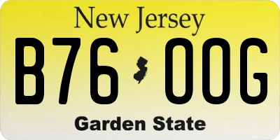 NJ license plate B76OOG