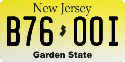 NJ license plate B76OOI