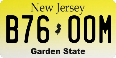 NJ license plate B76OOM
