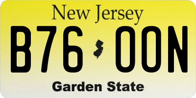 NJ license plate B76OON