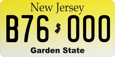 NJ license plate B76OOO