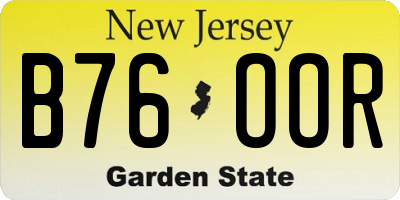 NJ license plate B76OOR