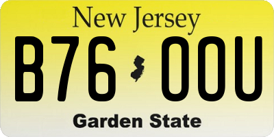 NJ license plate B76OOU