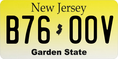 NJ license plate B76OOV