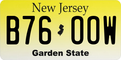 NJ license plate B76OOW