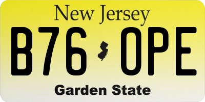NJ license plate B76OPE
