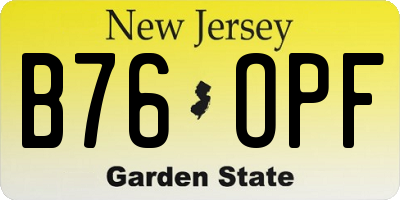NJ license plate B76OPF