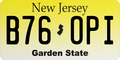NJ license plate B76OPI