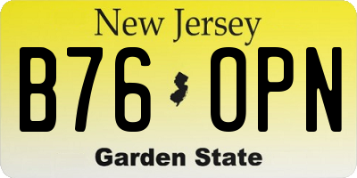 NJ license plate B76OPN