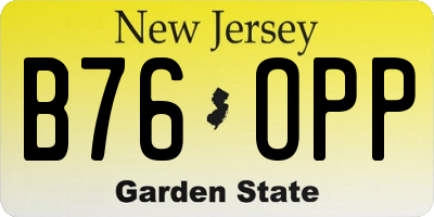 NJ license plate B76OPP