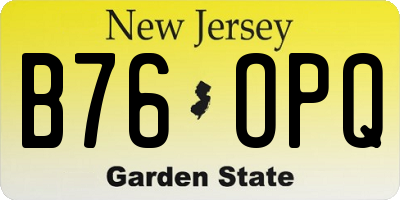 NJ license plate B76OPQ