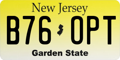 NJ license plate B76OPT