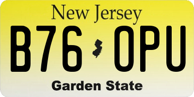NJ license plate B76OPU