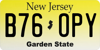 NJ license plate B76OPY