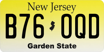 NJ license plate B76OQD