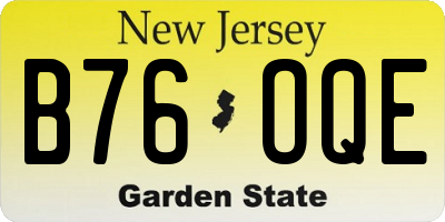 NJ license plate B76OQE